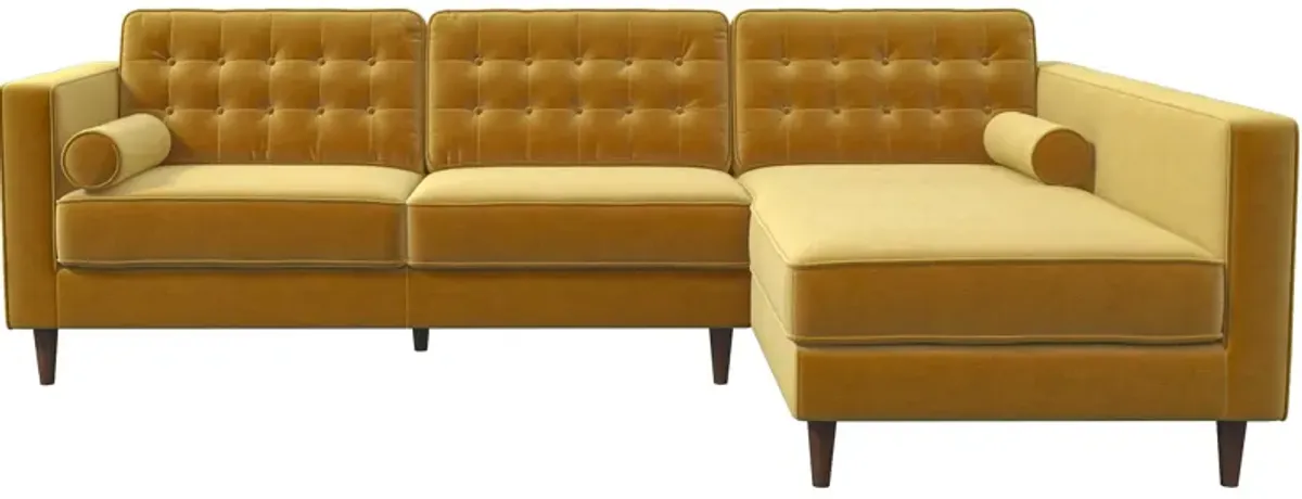 Olson Sectional Sofa Gold Velvet Right Chaise