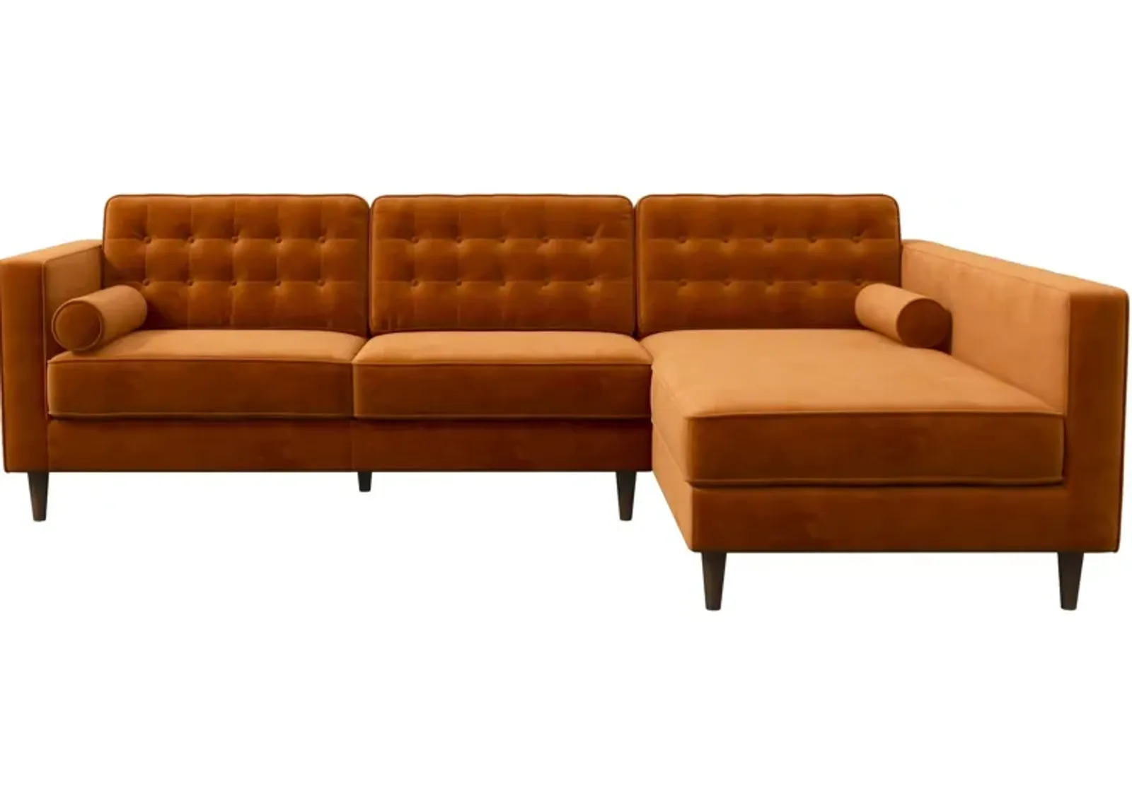 Olson Sectional Sofa Burnt Orange Velvet Right Chaise