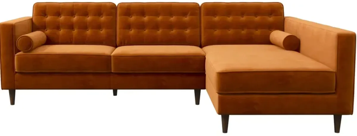 Olson Sectional Sofa Burnt Orange Velvet Right Chaise