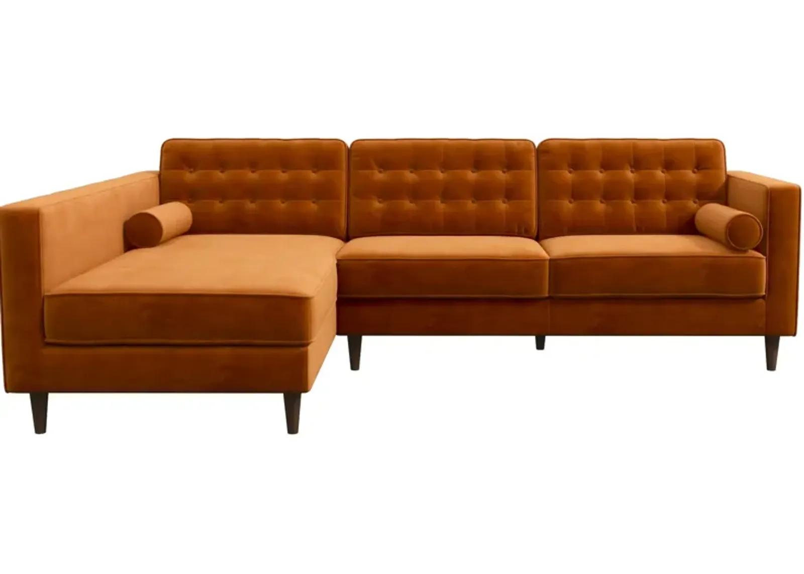 Olson Sectional Sofa Burnt Orange Velvet Left Chaise