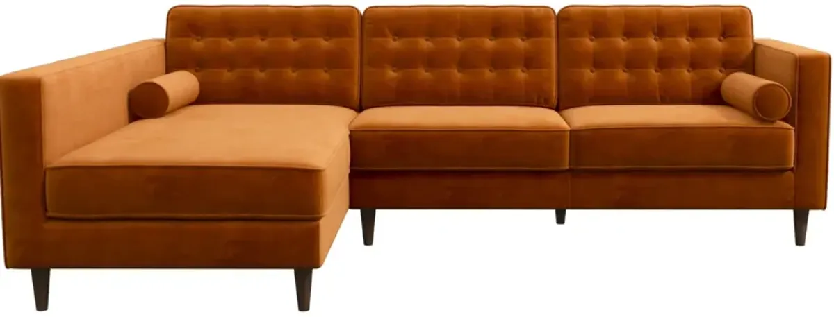 Olson Sectional Sofa Burnt Orange Velvet Left Chaise