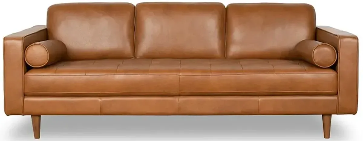 Tessa Genuine Leather Sofa in Tan