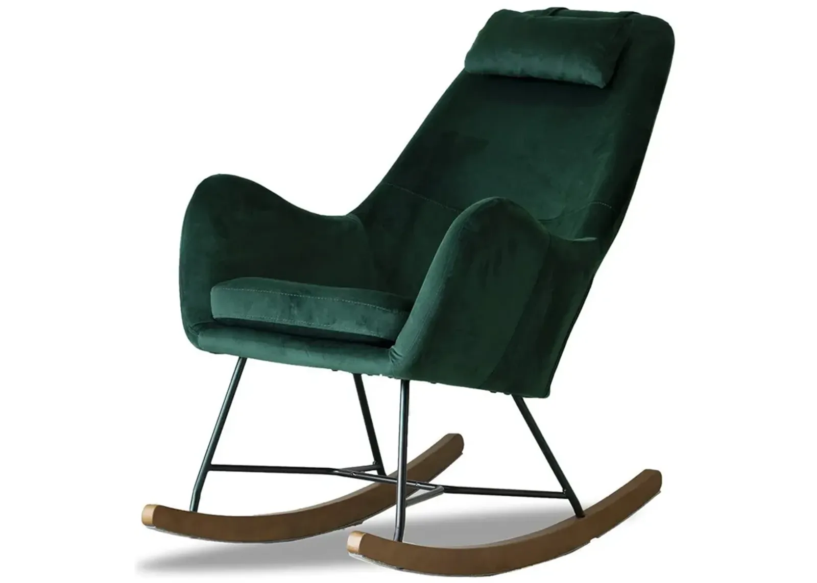 Rumi Green Velvet Fabric Rocking Chair