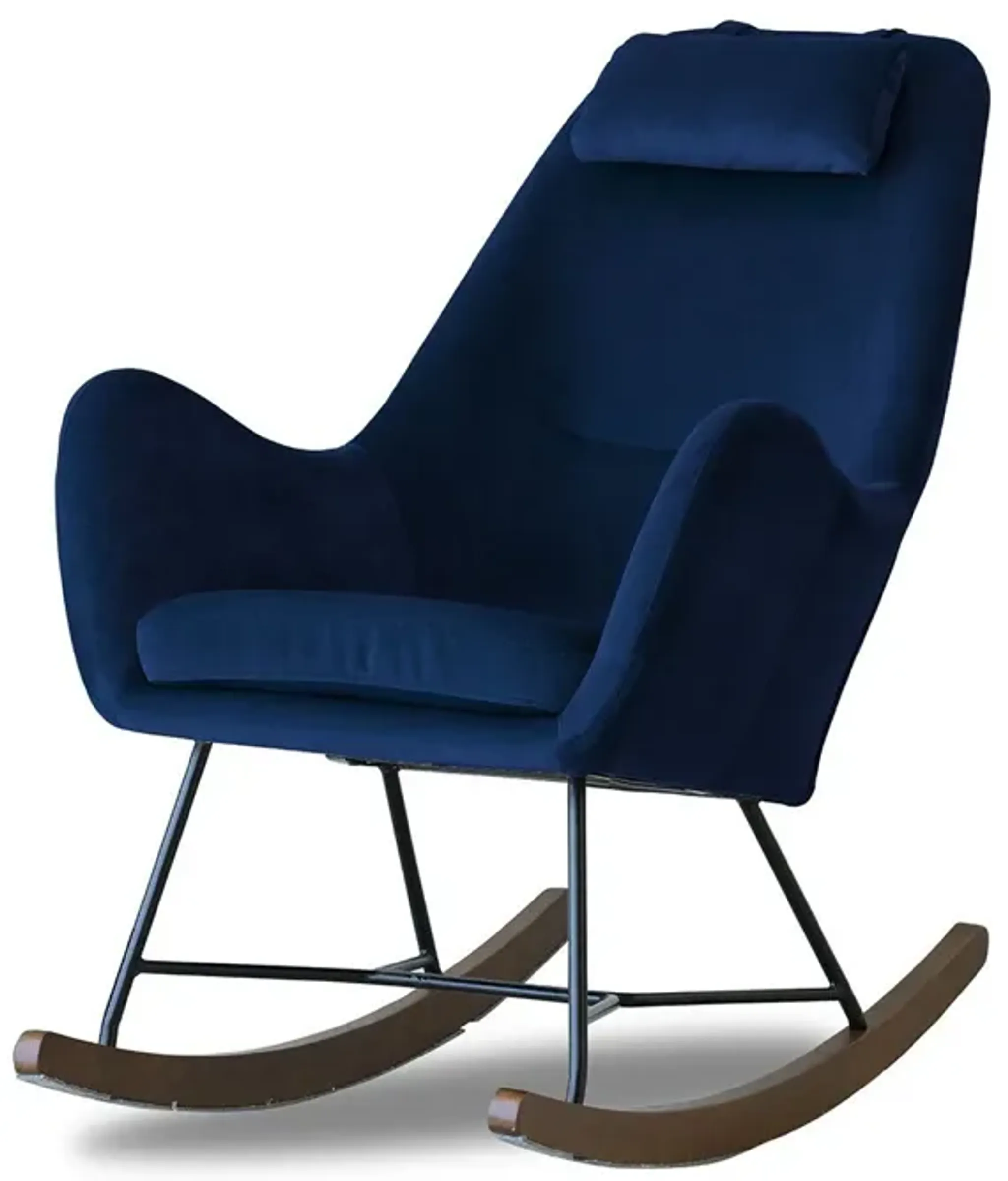 Rumi Blue Velvet Fabric Rocking Chair Mid In Mod | Furniture.com