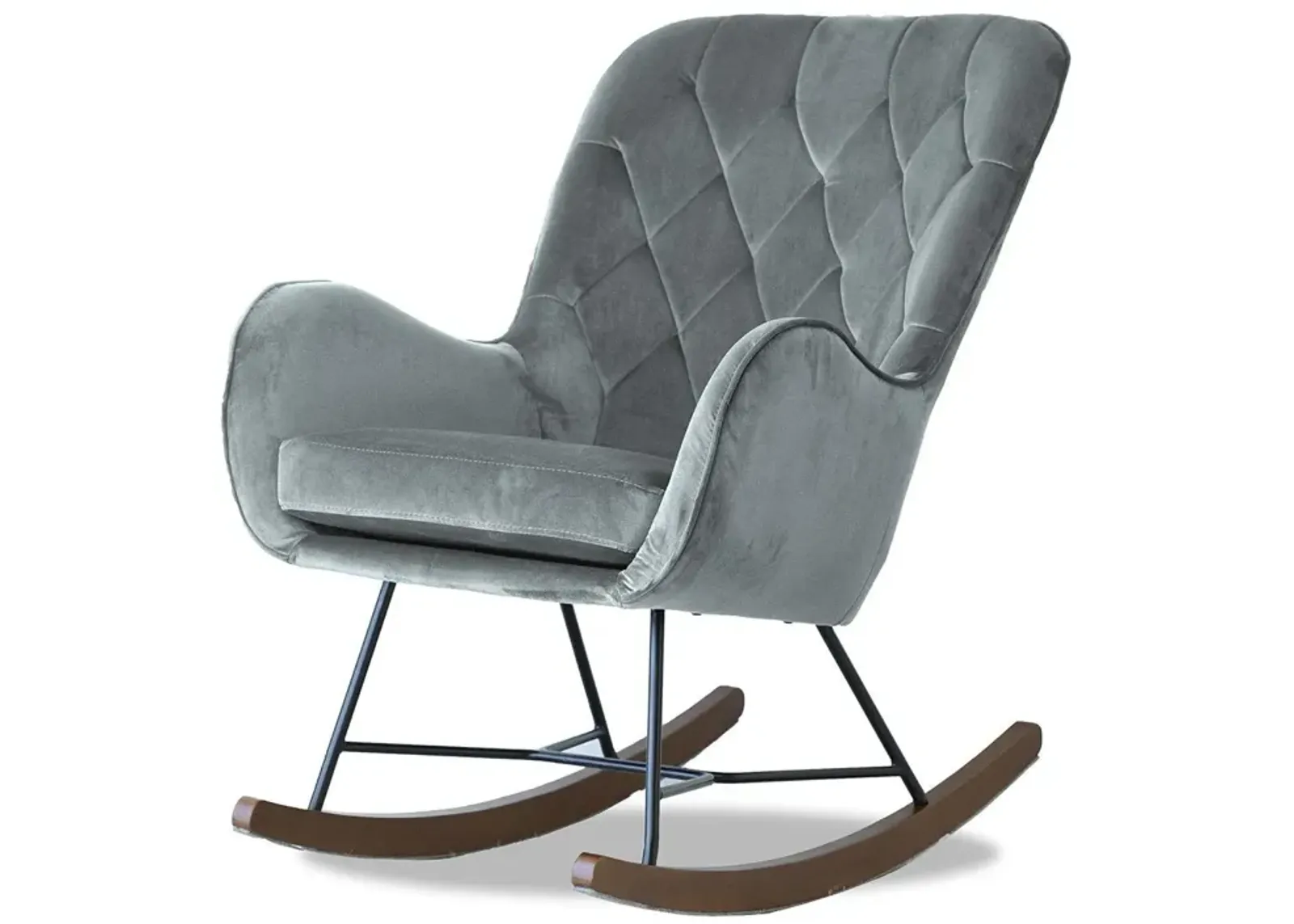 Sahara Gray Velvet Fabric Rocking Chair