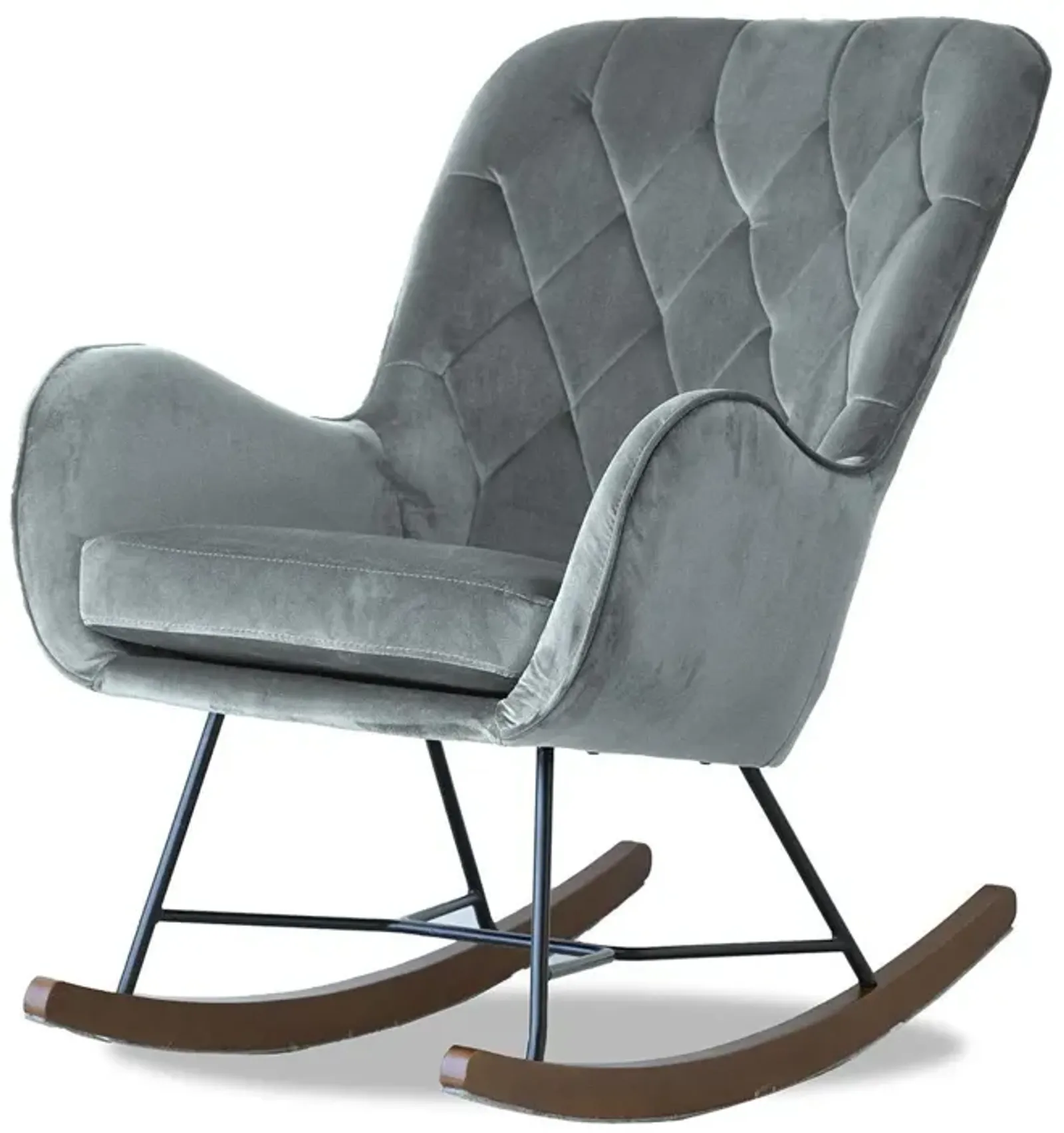 Sahara Gray Velvet Fabric Rocking Chair