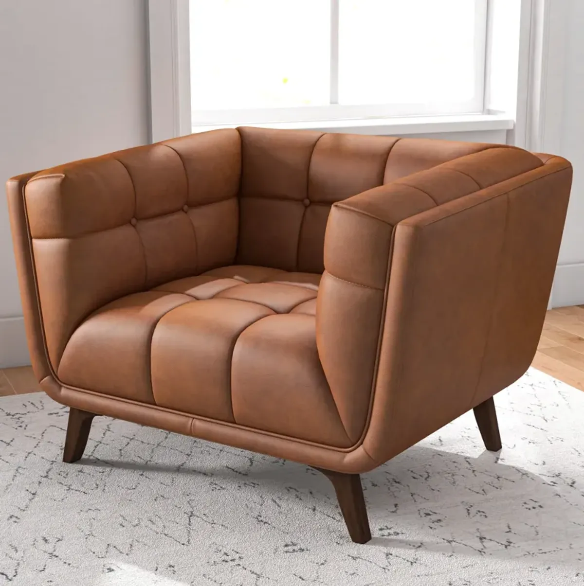 Kano Cognac Genuine Leather Lounge Chair