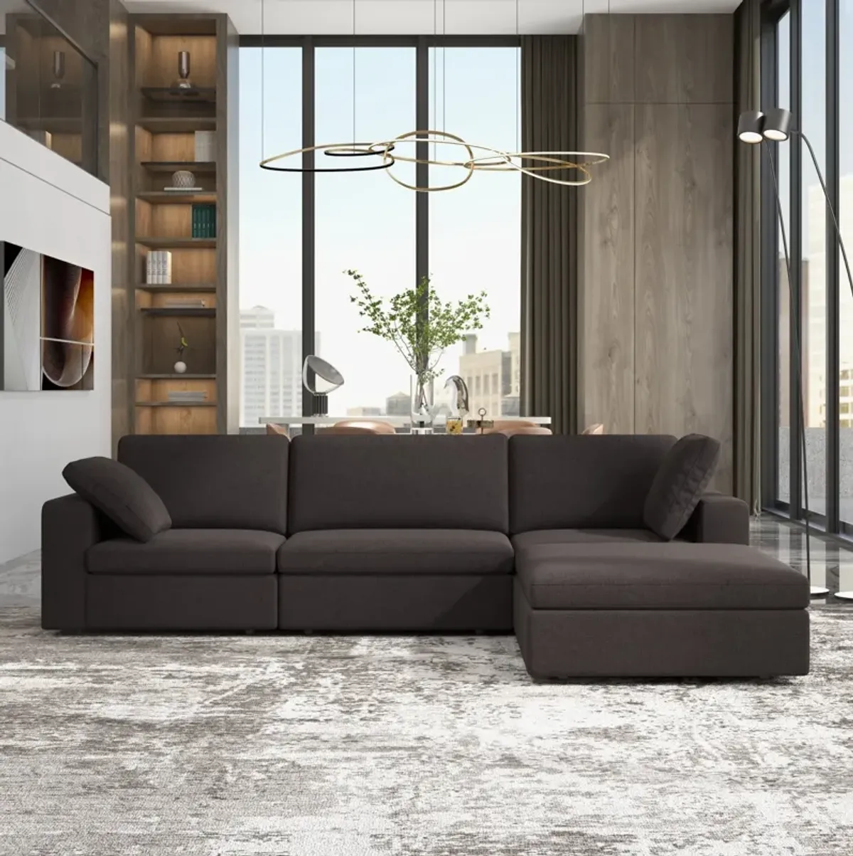 Texas Modular Corner Sectional Modern Sofa Dark Gray