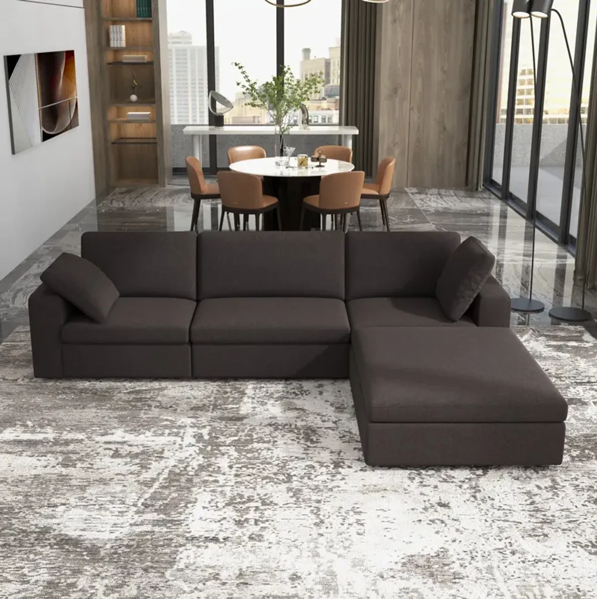 Texas Modular Corner Sectional Modern Sofa Dark Gray