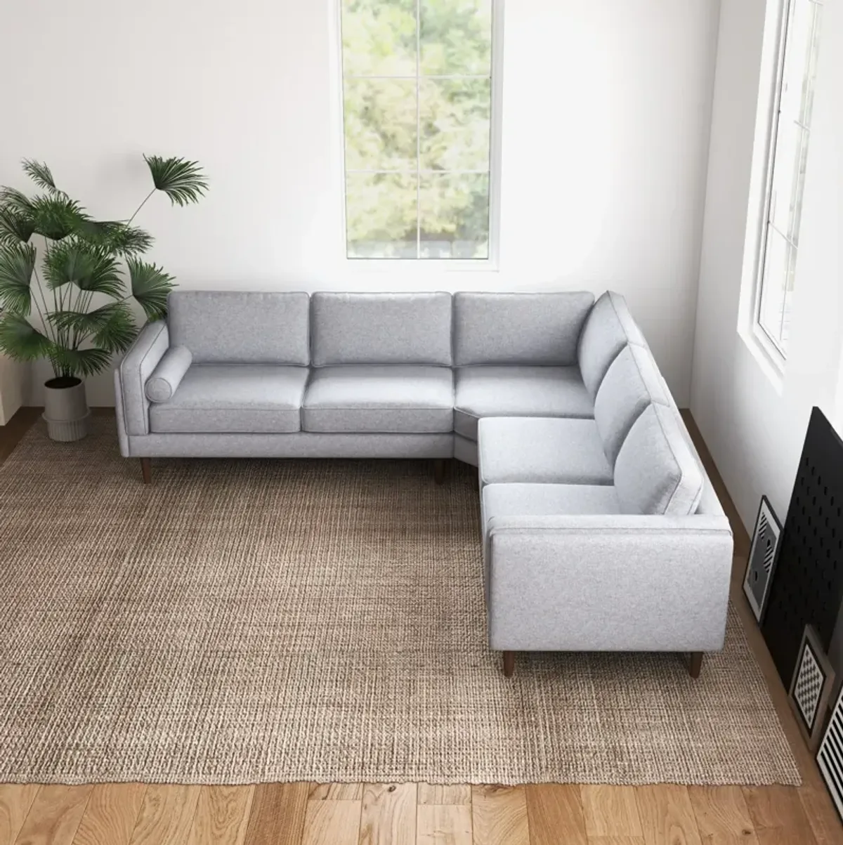 Fordham Light Gray Linen Symmetrical Corner Sofa