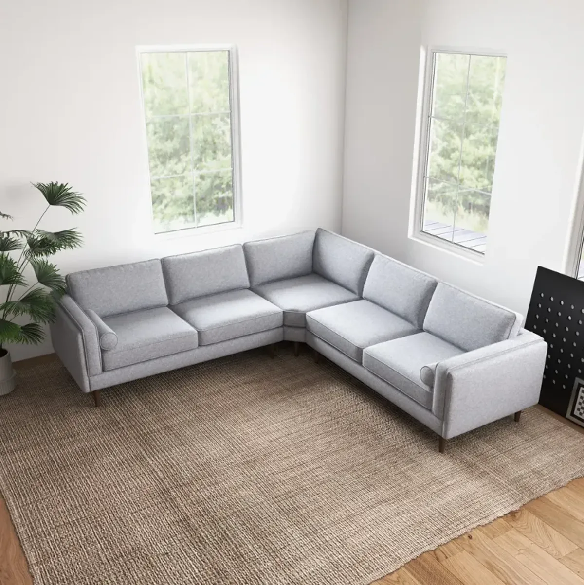 Fordham Light Gray Linen Symmetrical Corner Sofa