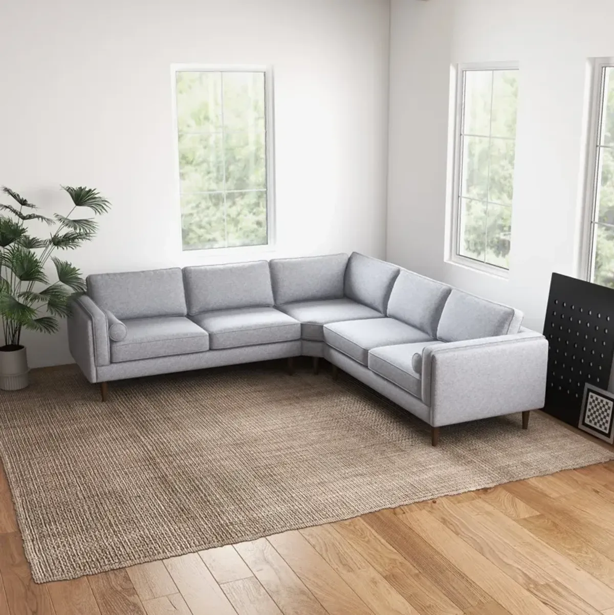 Fordham Light Gray Linen Symmetrical Corner Sofa