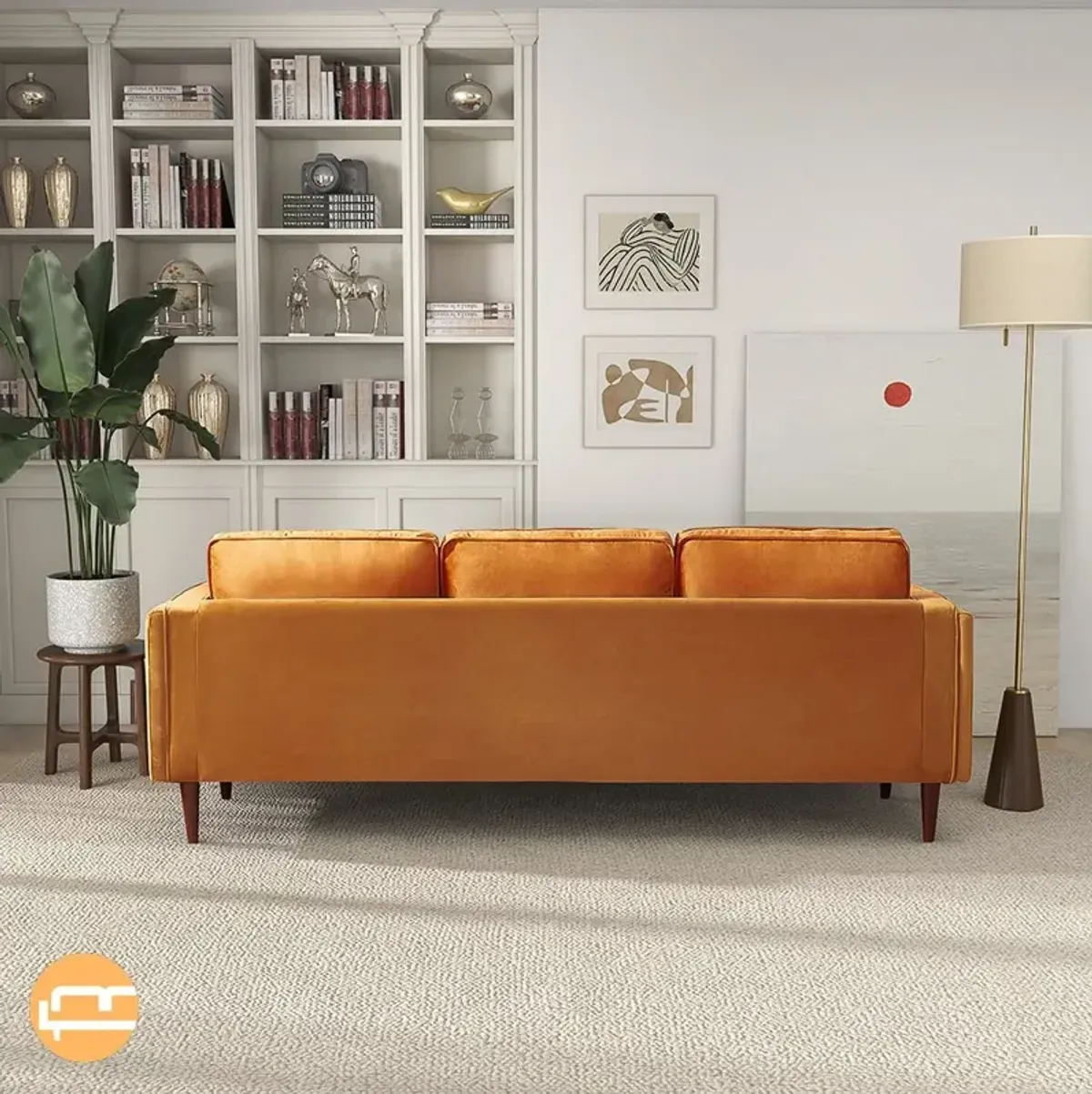 Fordham Burnt Orange Velvet Sofa