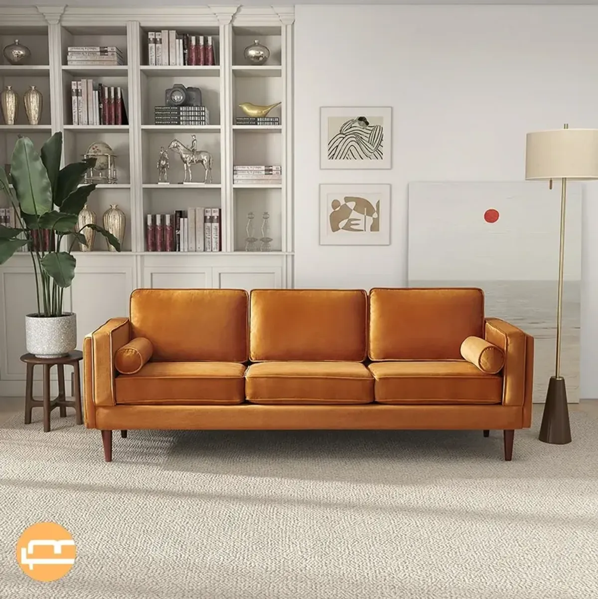 Fordham Burnt Orange Velvet Sofa