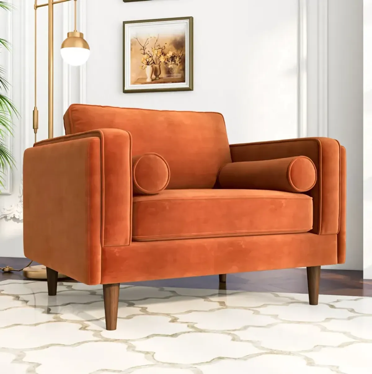 Fordham Burnt Orange Velvet Lounge Chair