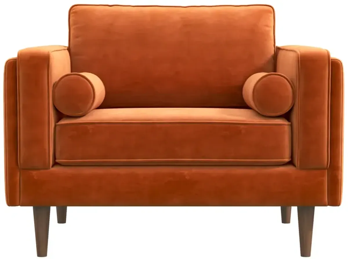 Fordham Burnt Orange Velvet Lounge Chair