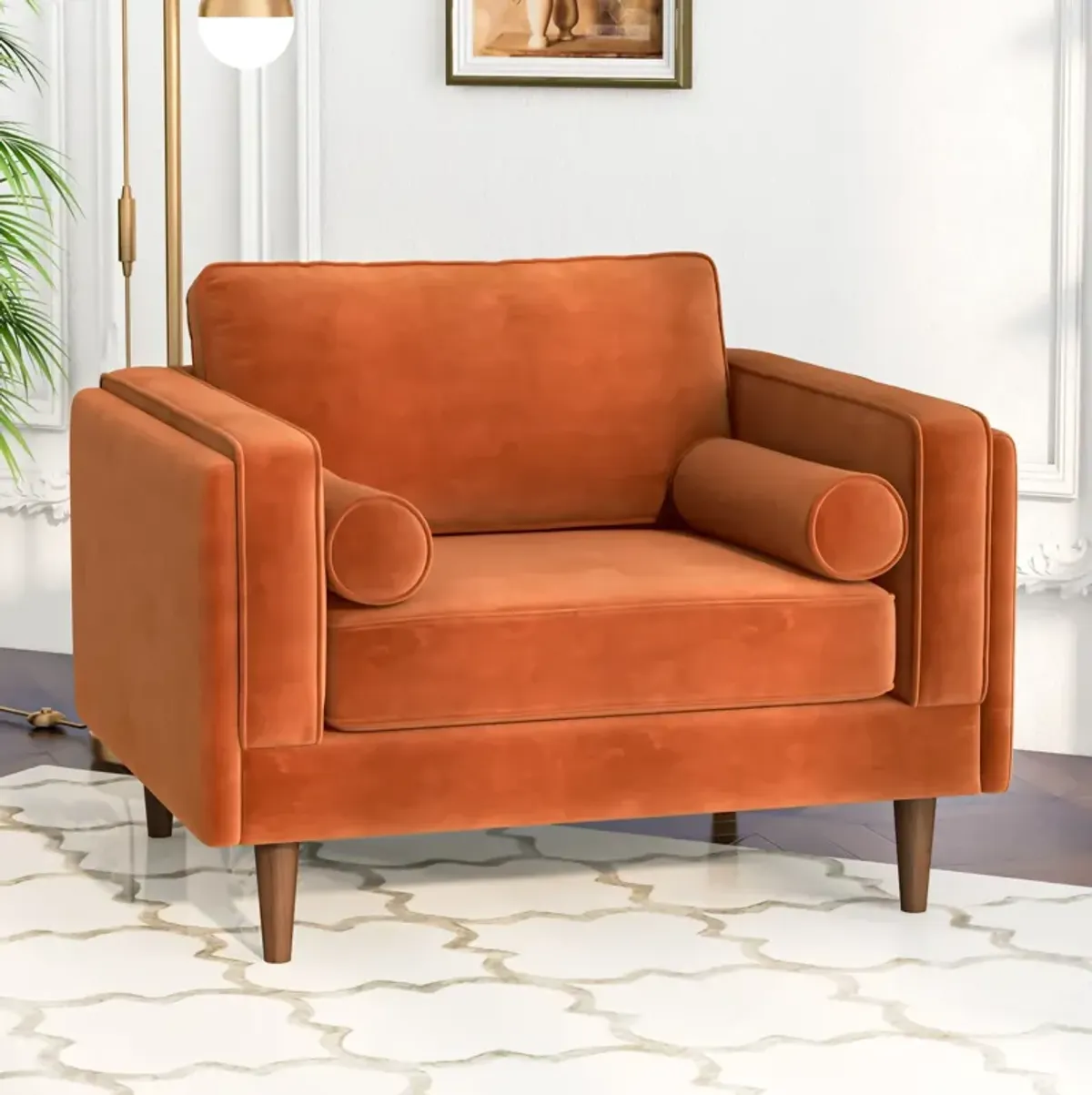 Fordham Burnt Orange Velvet Lounge Chair