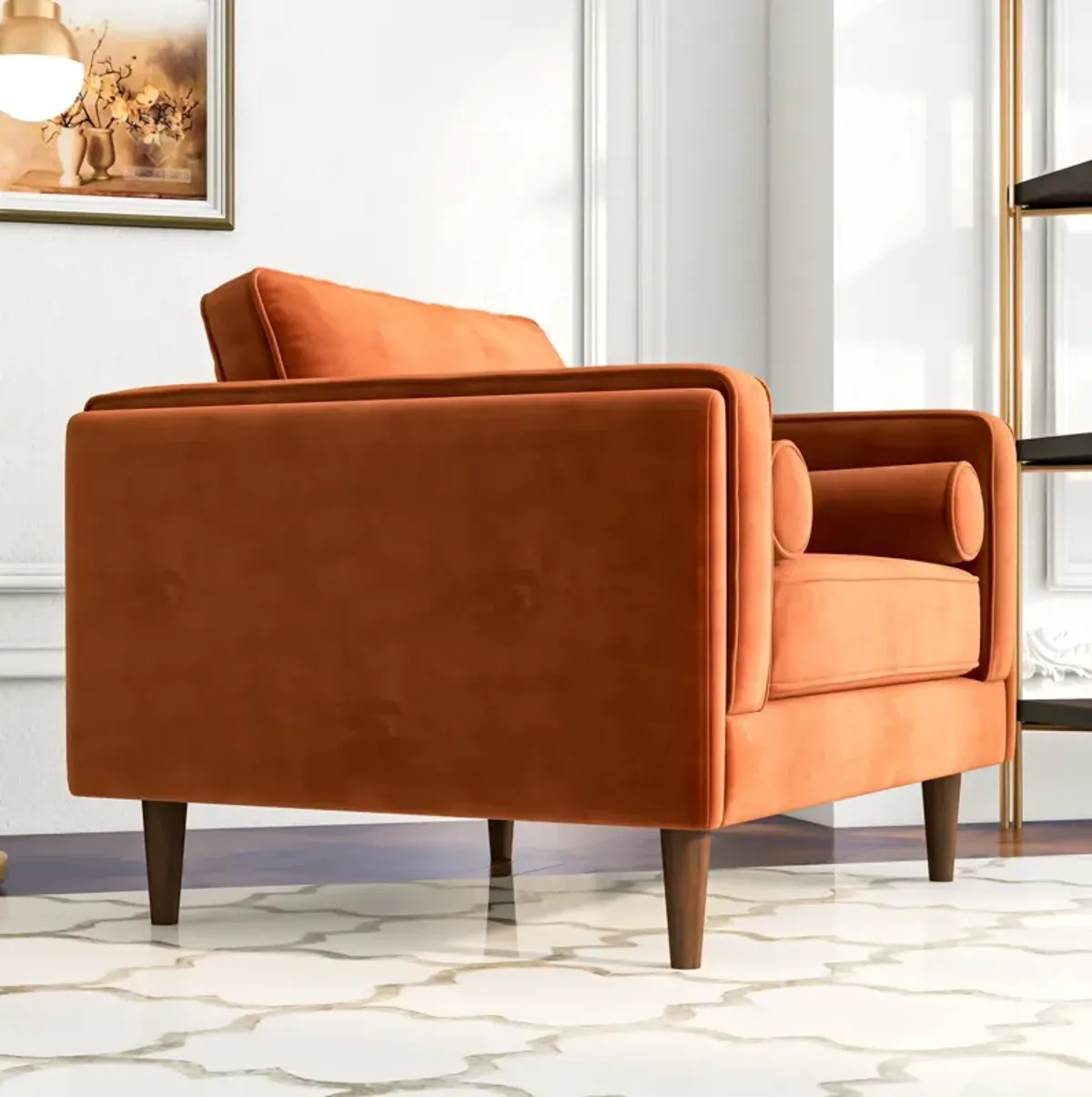 Fordham Burnt Orange Velvet Lounge Chair