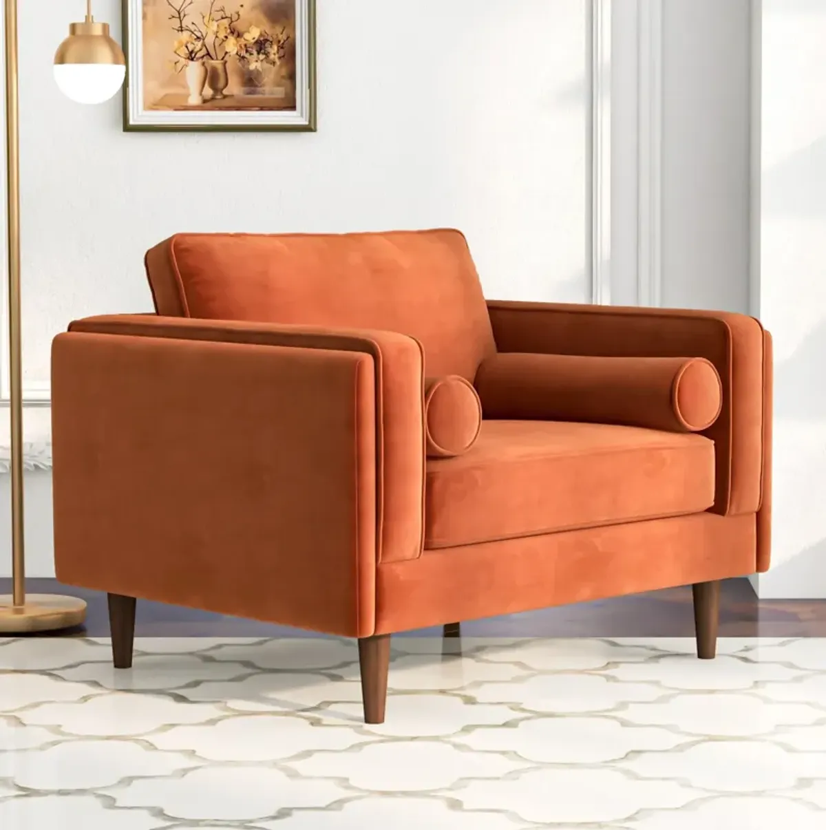 Fordham Burnt Orange Velvet Lounge Chair