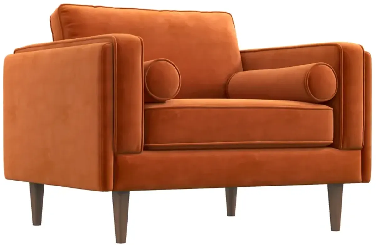 Fordham Burnt Orange Velvet Lounge Chair