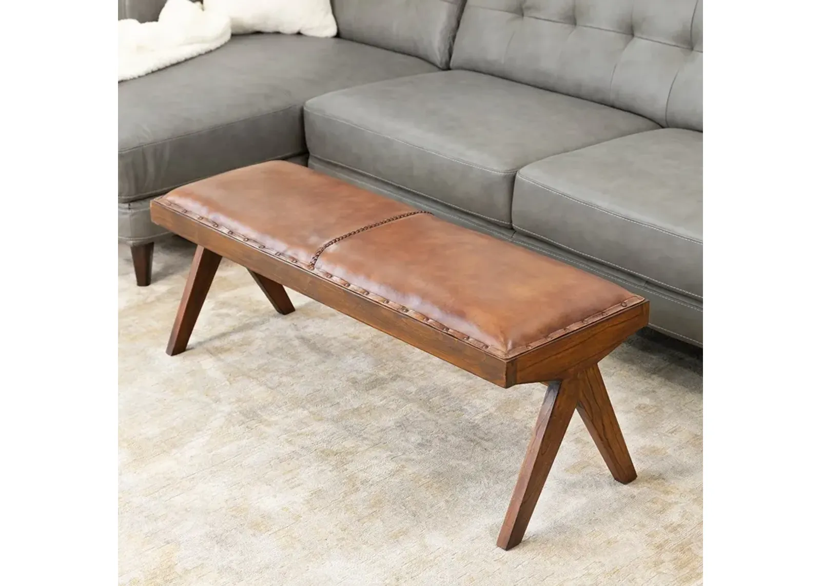 Finley Mindi Leather Bench