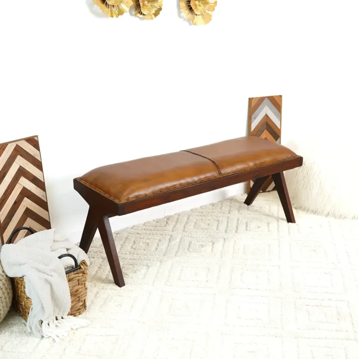Finley Mindi Leather Bench