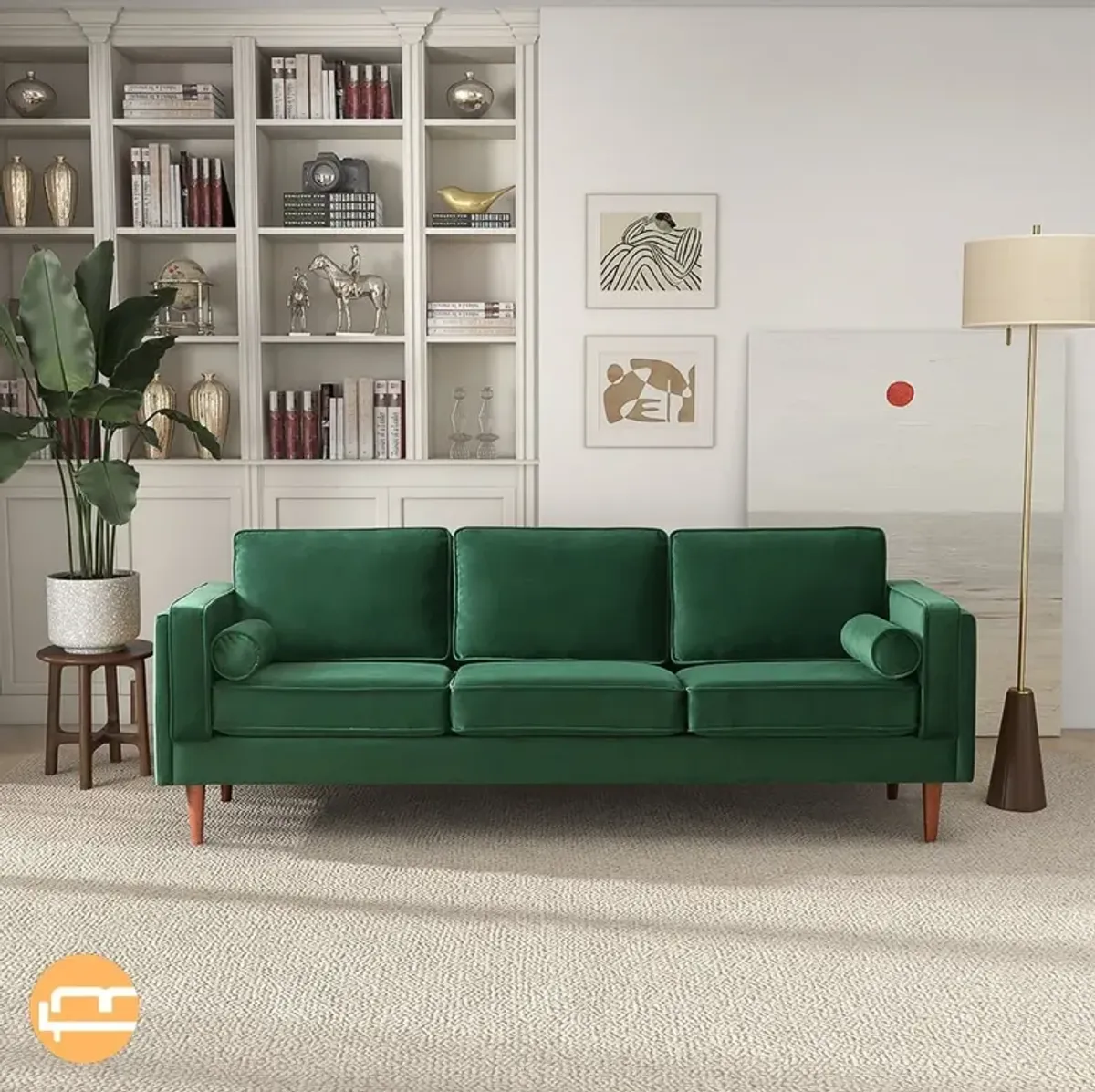 Fordham Dark Green Velvet Sofa