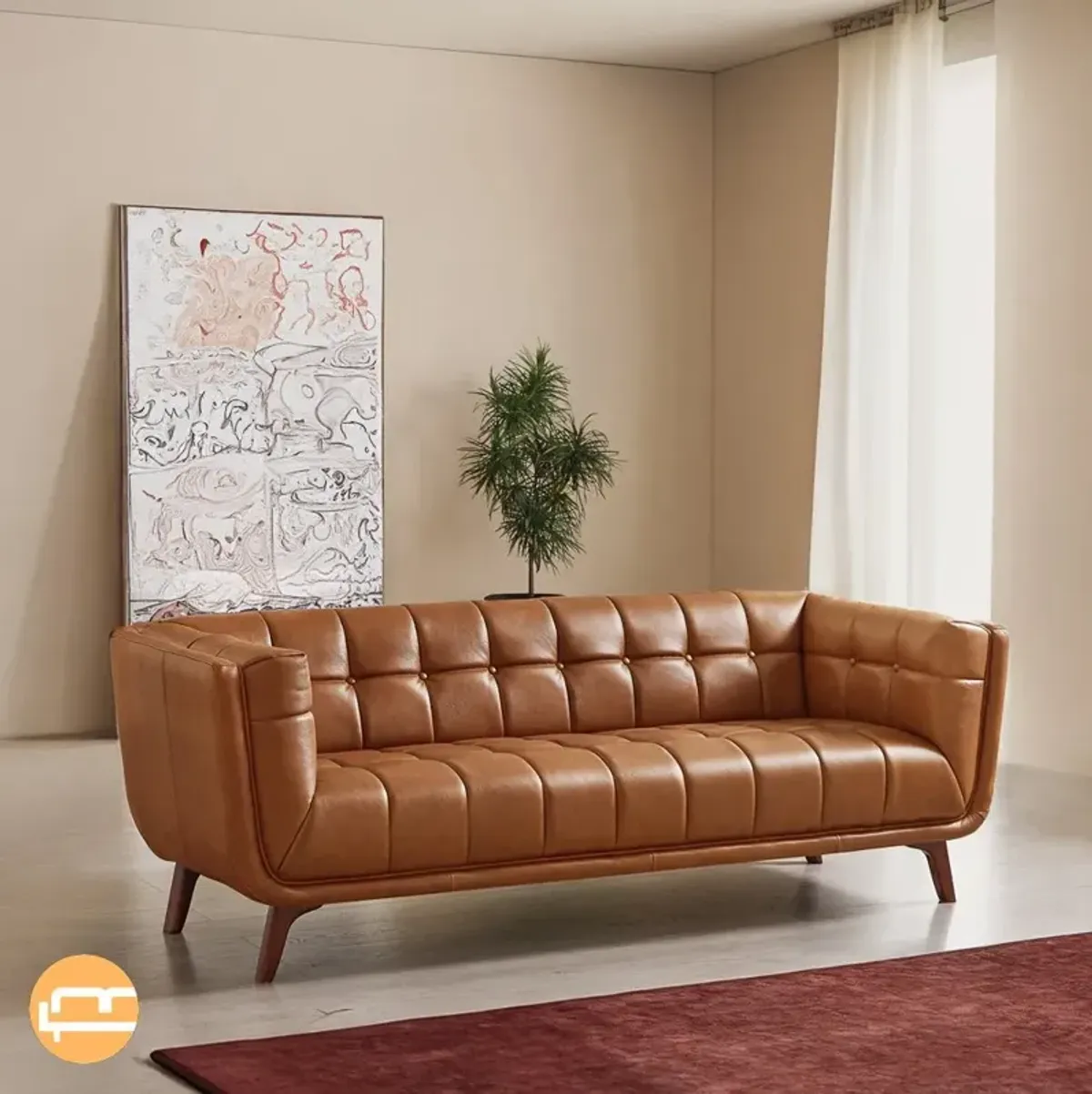 Kano Cognac Leather Large Sofa