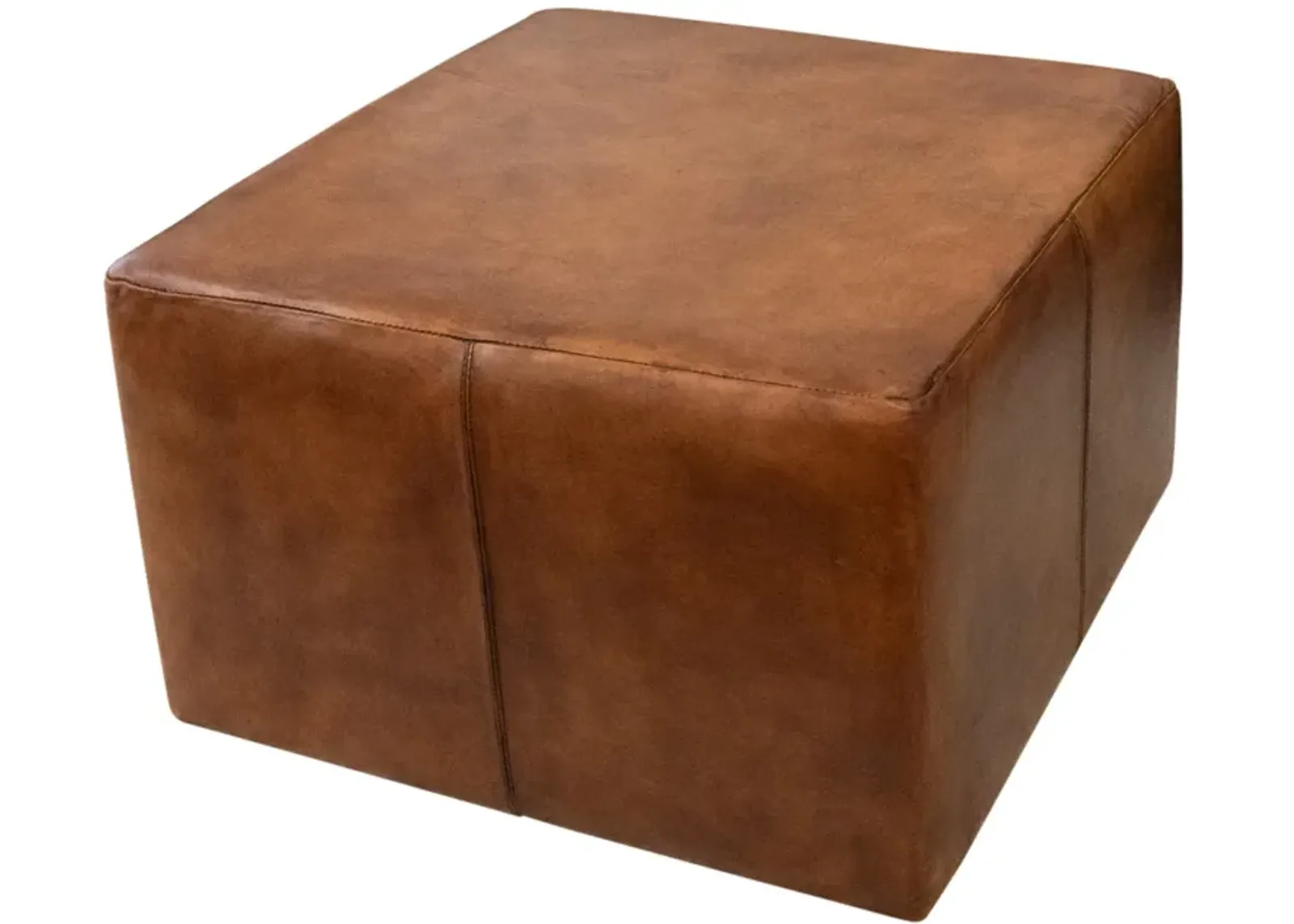 Kalila Dark Tan Leather Ottoman 27.5"