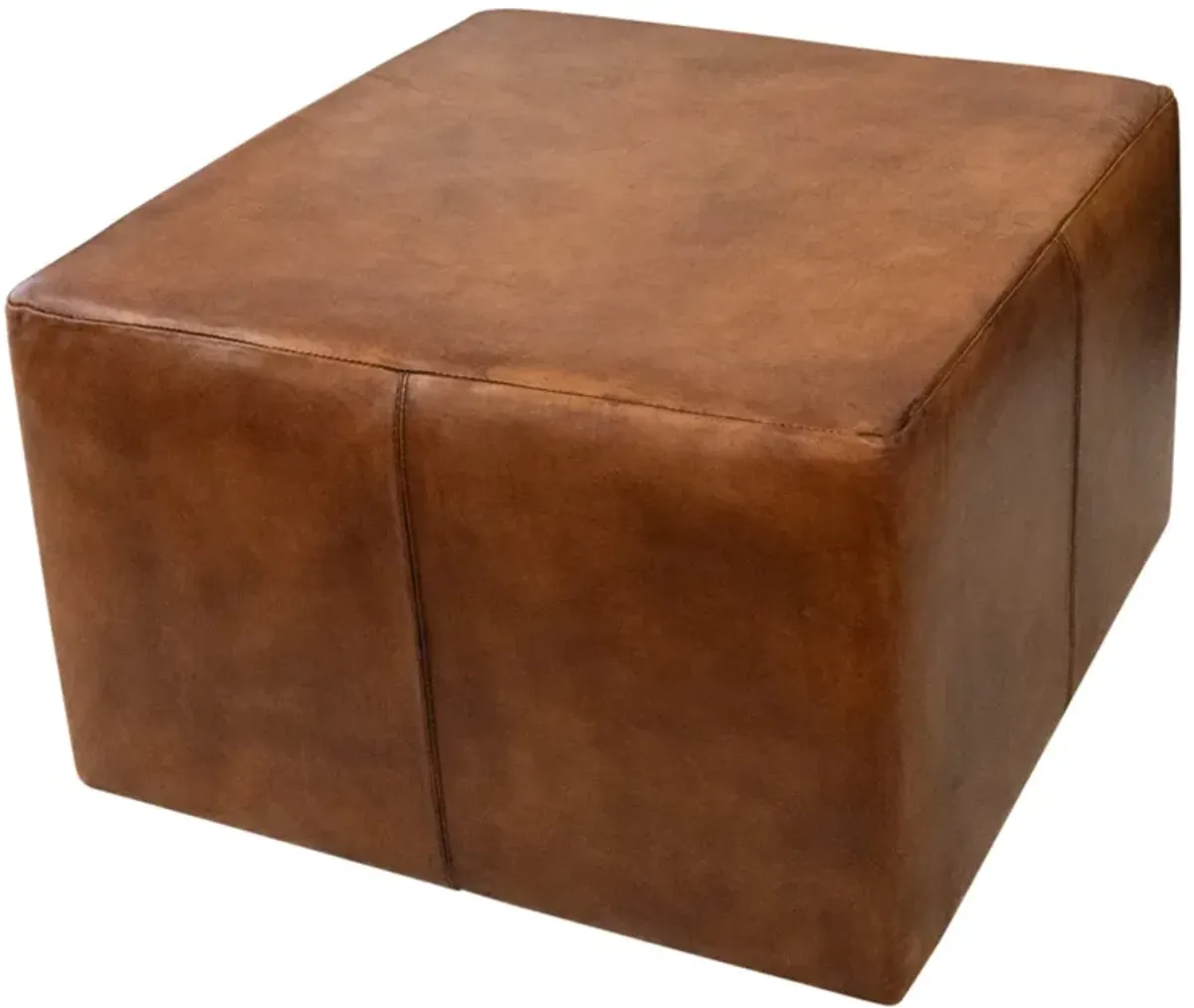 Kalila Dark Tan Leather Ottoman 27.5"