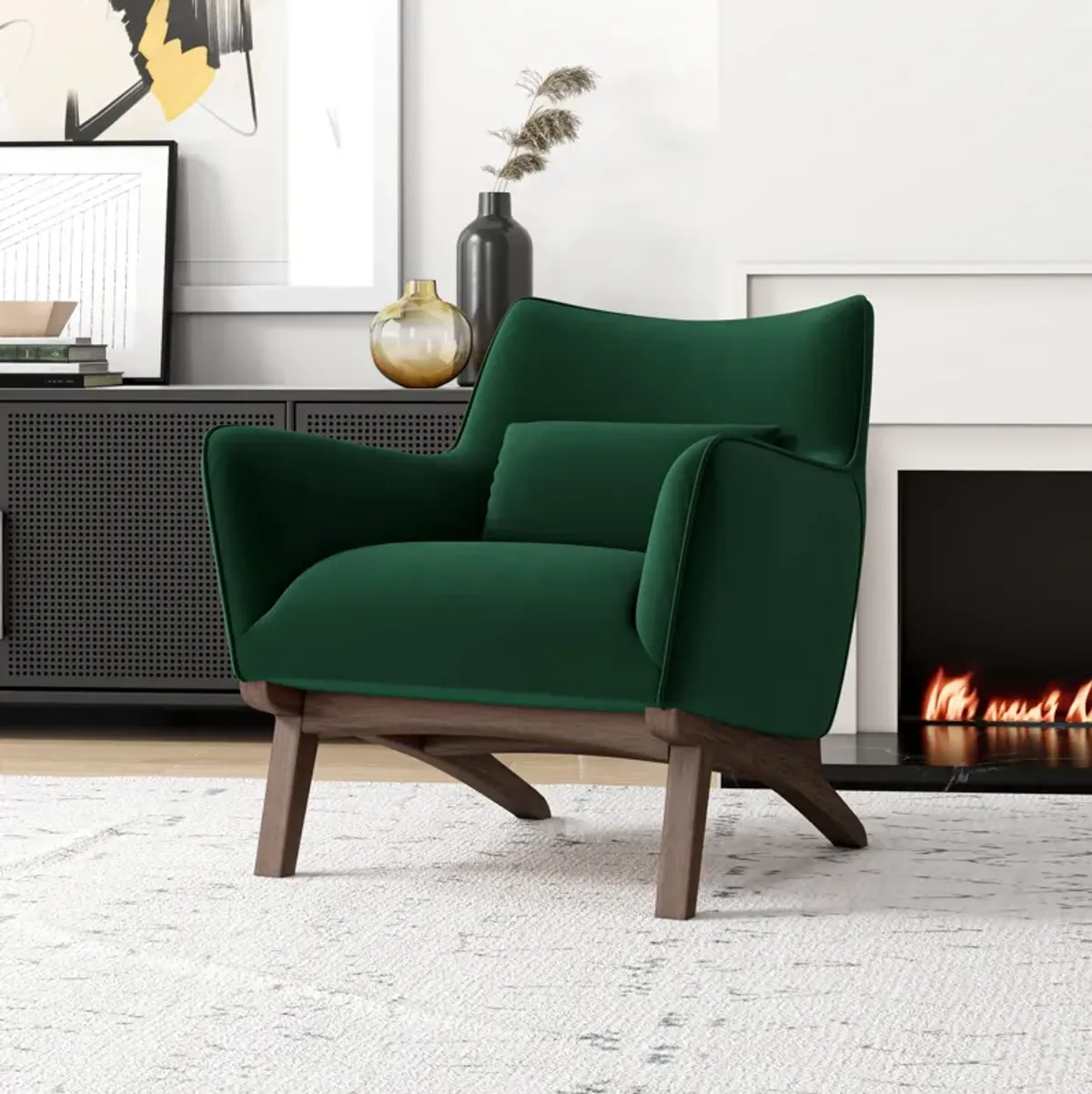 Casper Dark Green Velvet Lounge Chair