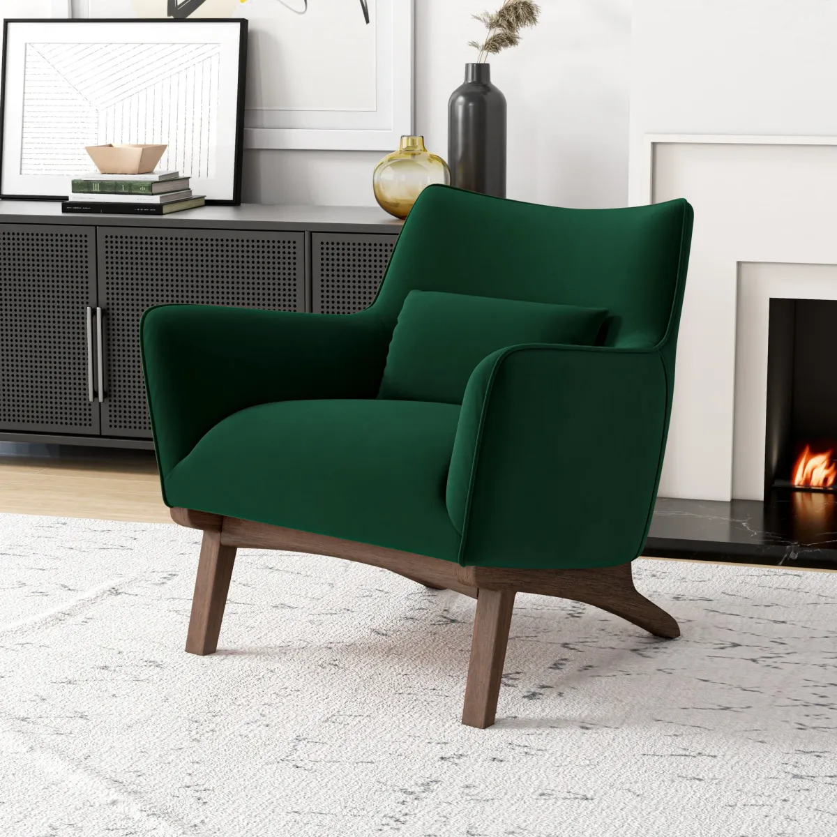 Casper Dark Green Velvet Lounge Chair