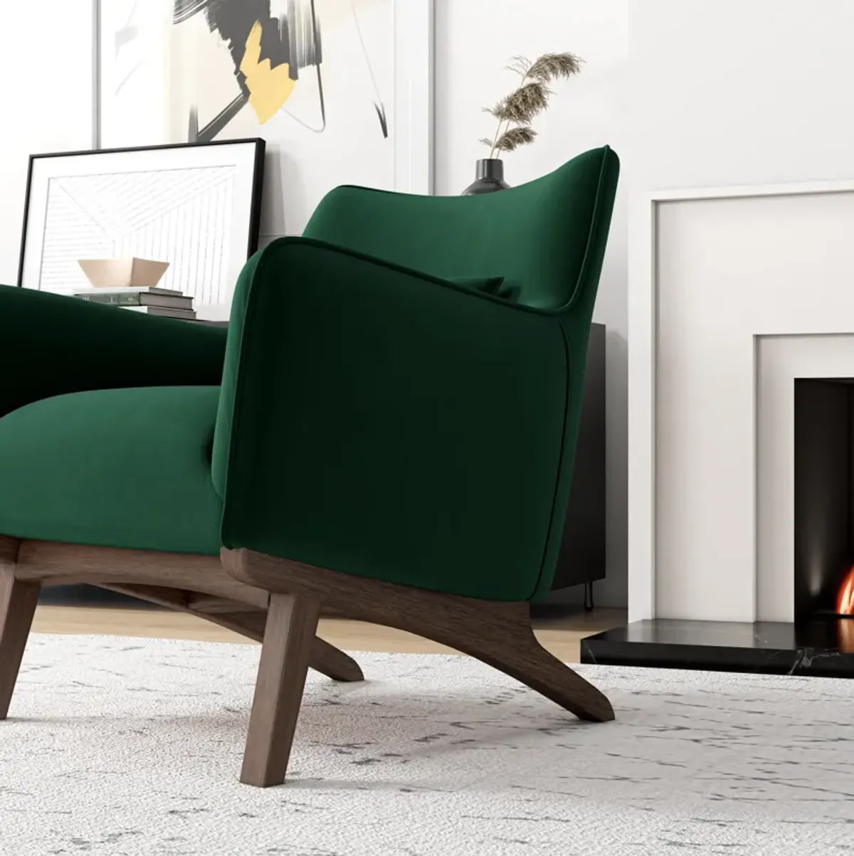 Casper Dark Green Velvet Lounge Chair