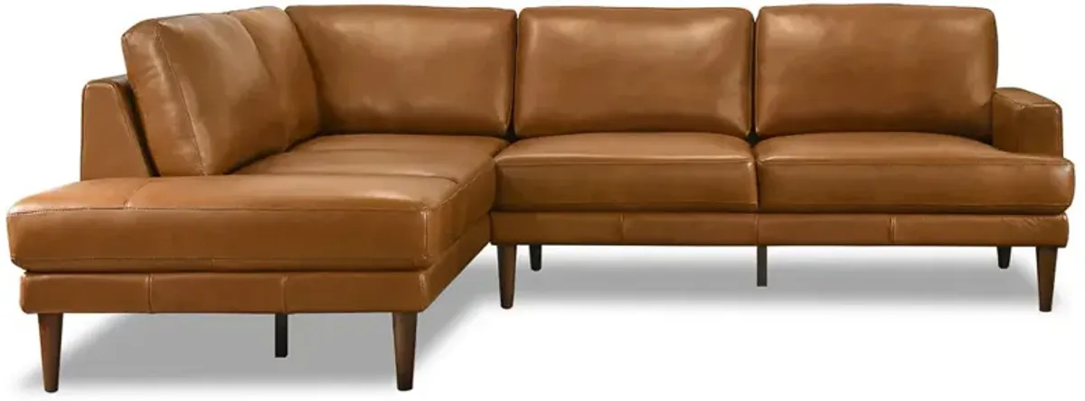 Harmony Tan Leather Sectional Sofa Left Facing Chaise