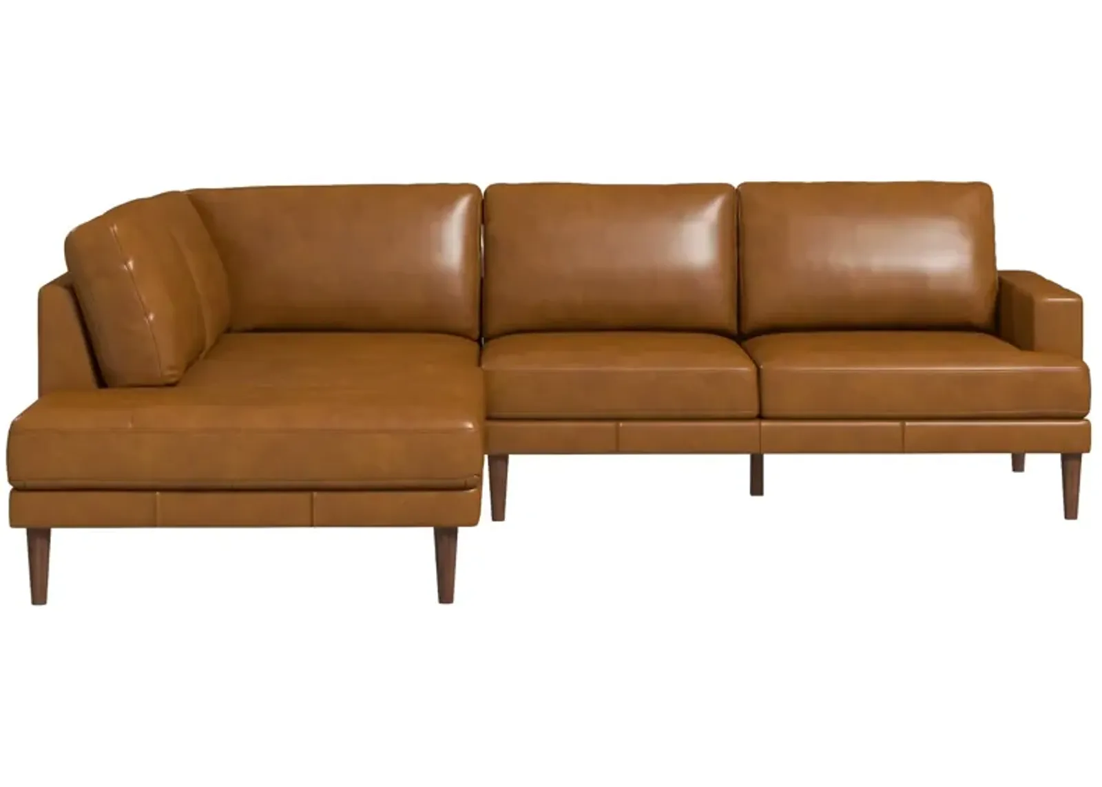 Harmony Tan Leather Sectional Sofa Left Facing Chaise