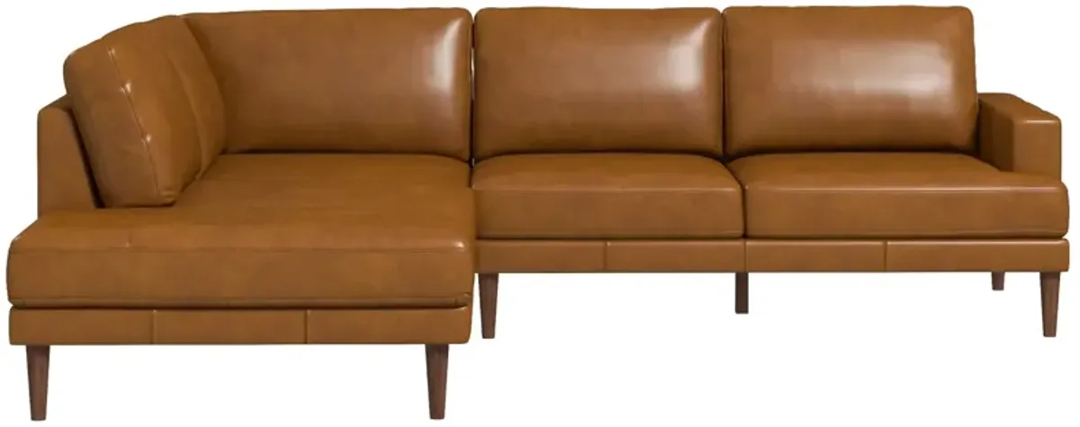 Harmony Tan Leather Sectional Sofa Left Facing Chaise