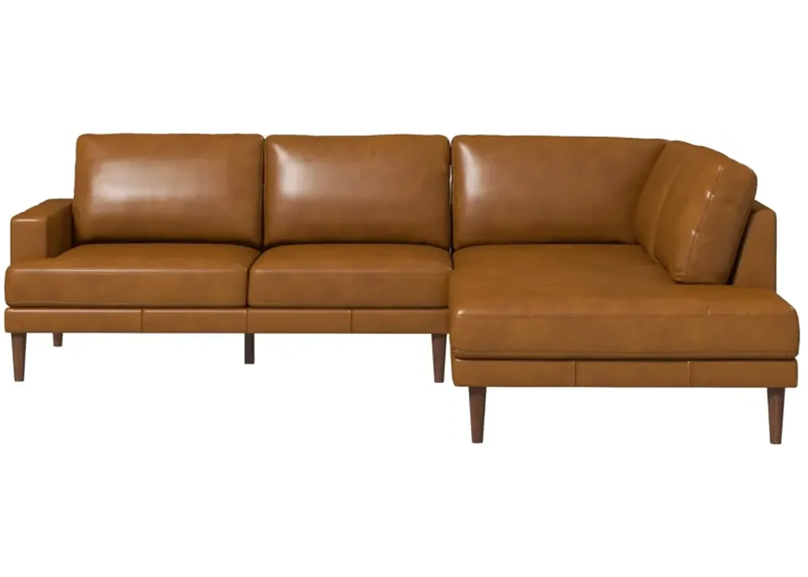 Harmony Tan Leather Sectional Sofa Right Facing Chaise