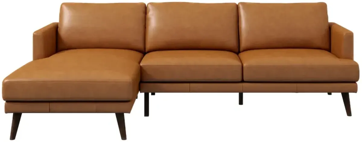 Lorena Tan Leather L Shape Corner Sofa Left Facing Chaise