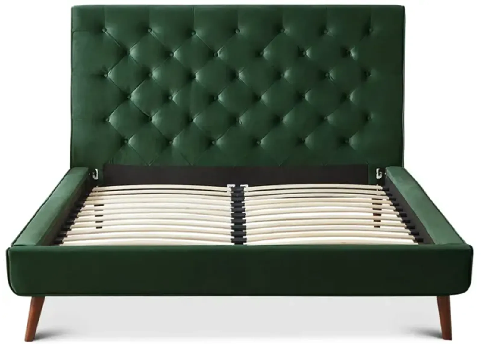 Ashley Queen Emerald Green Velvet Platform Bed