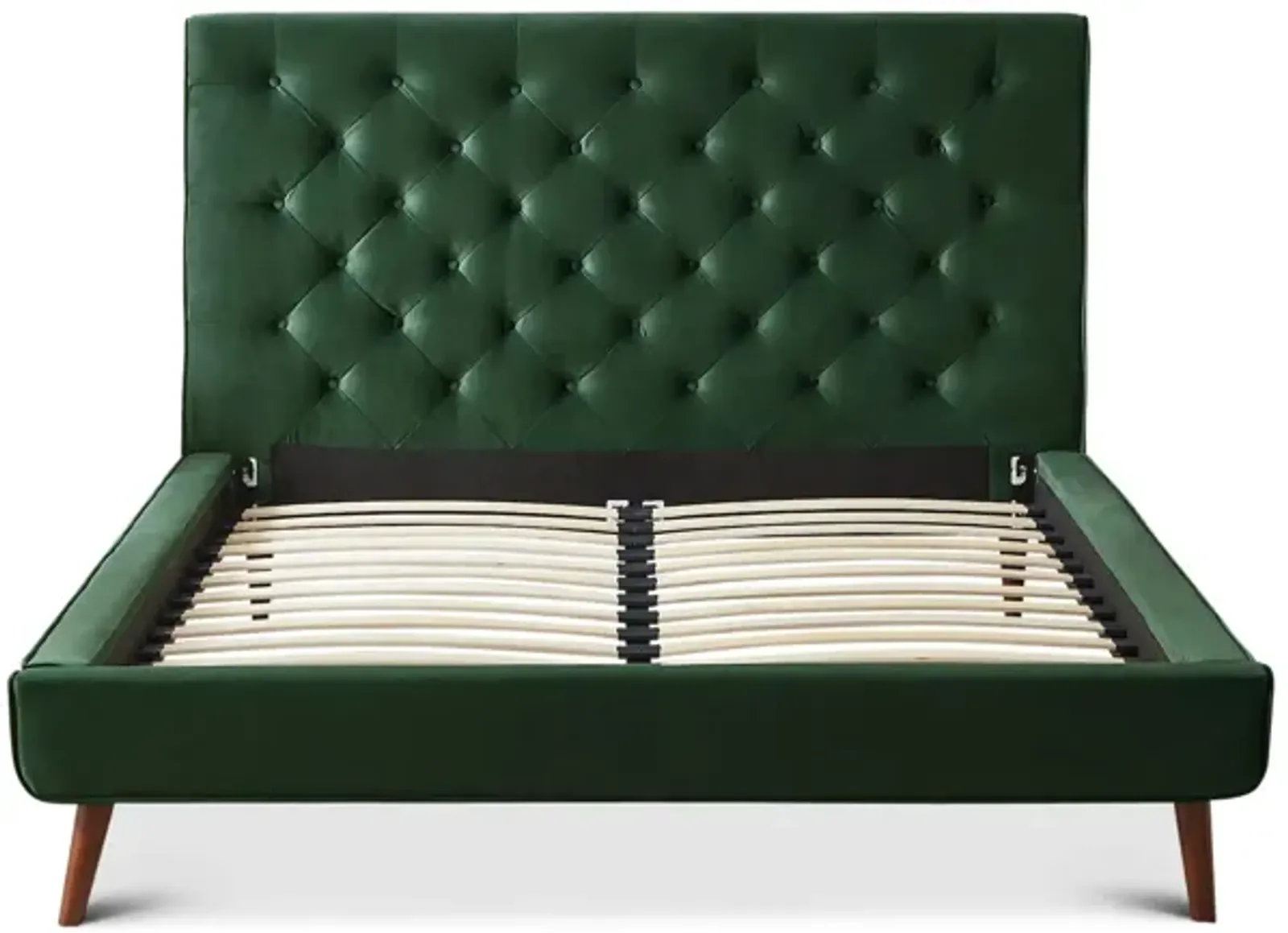 Ashley Queen Emerald Green Velvet Platform Bed