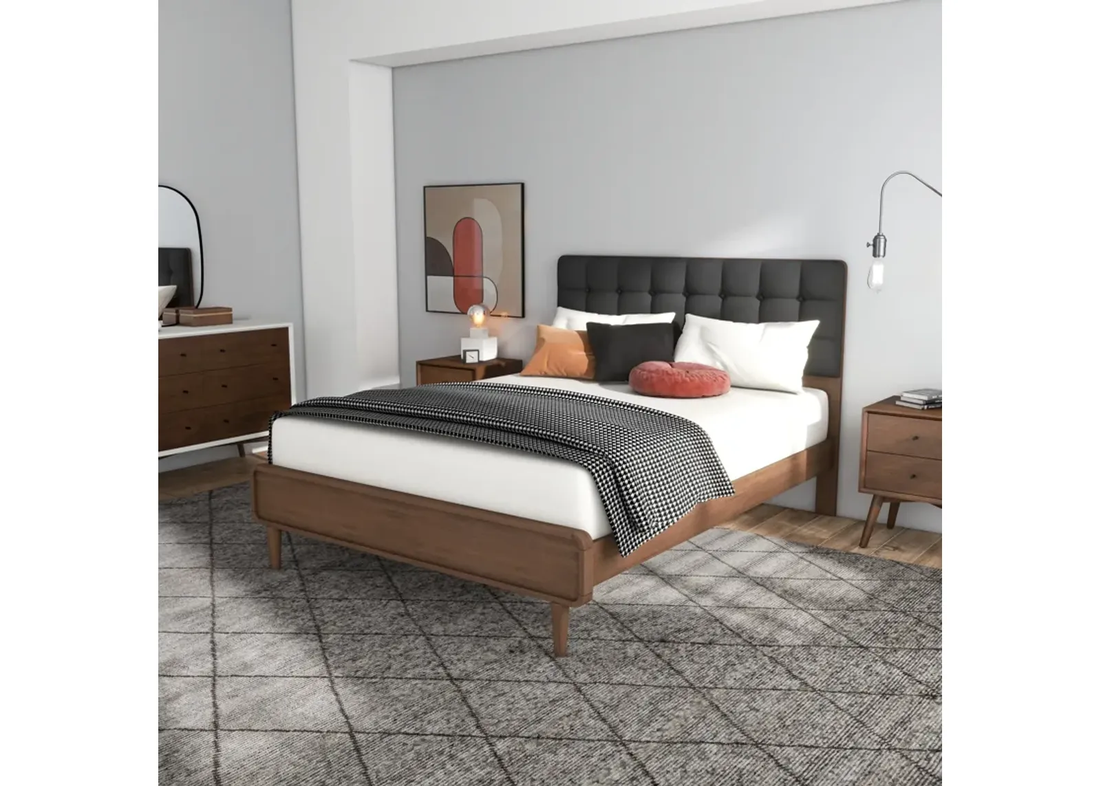 Taylor Queen Bed (Queen Size - Dark Grey)