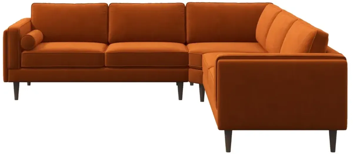 Fordham Orange Velvet Symmetrical Corner Sofa