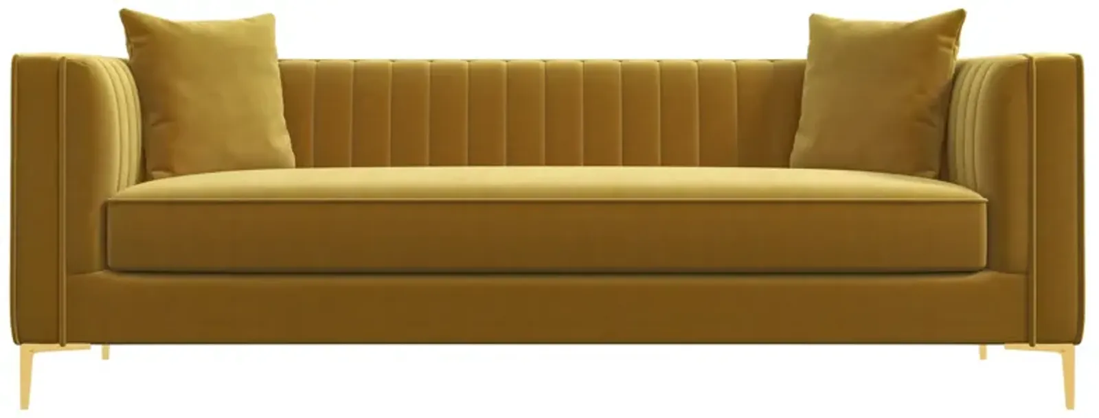 Kendra 91" Yellow Mustard Velvet Sofa