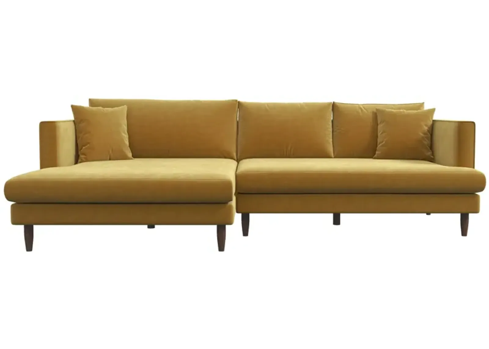 Delano Gold Velvet Sectional Sofa Left Facing Chaise