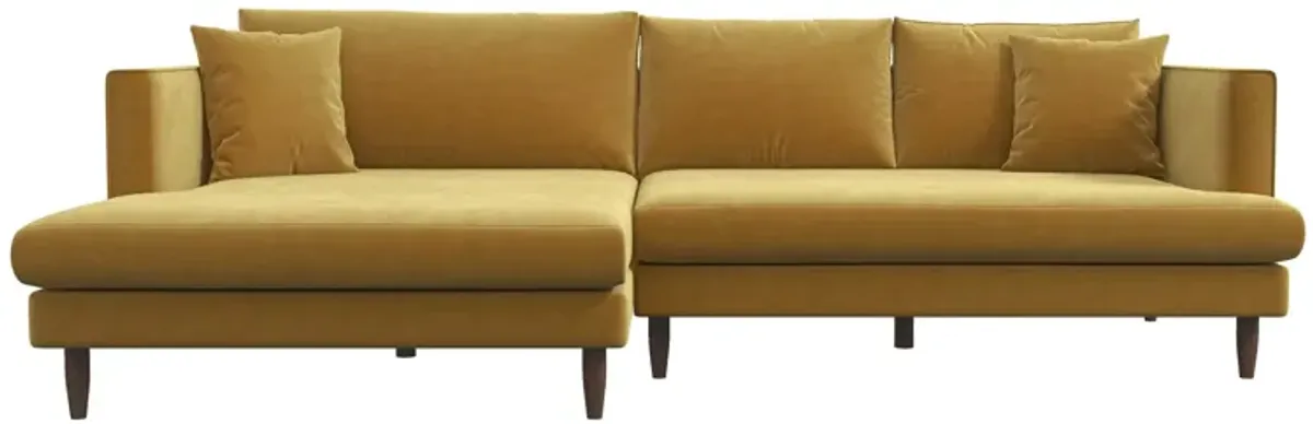 Delano Gold Velvet Sectional Sofa Left Facing Chaise