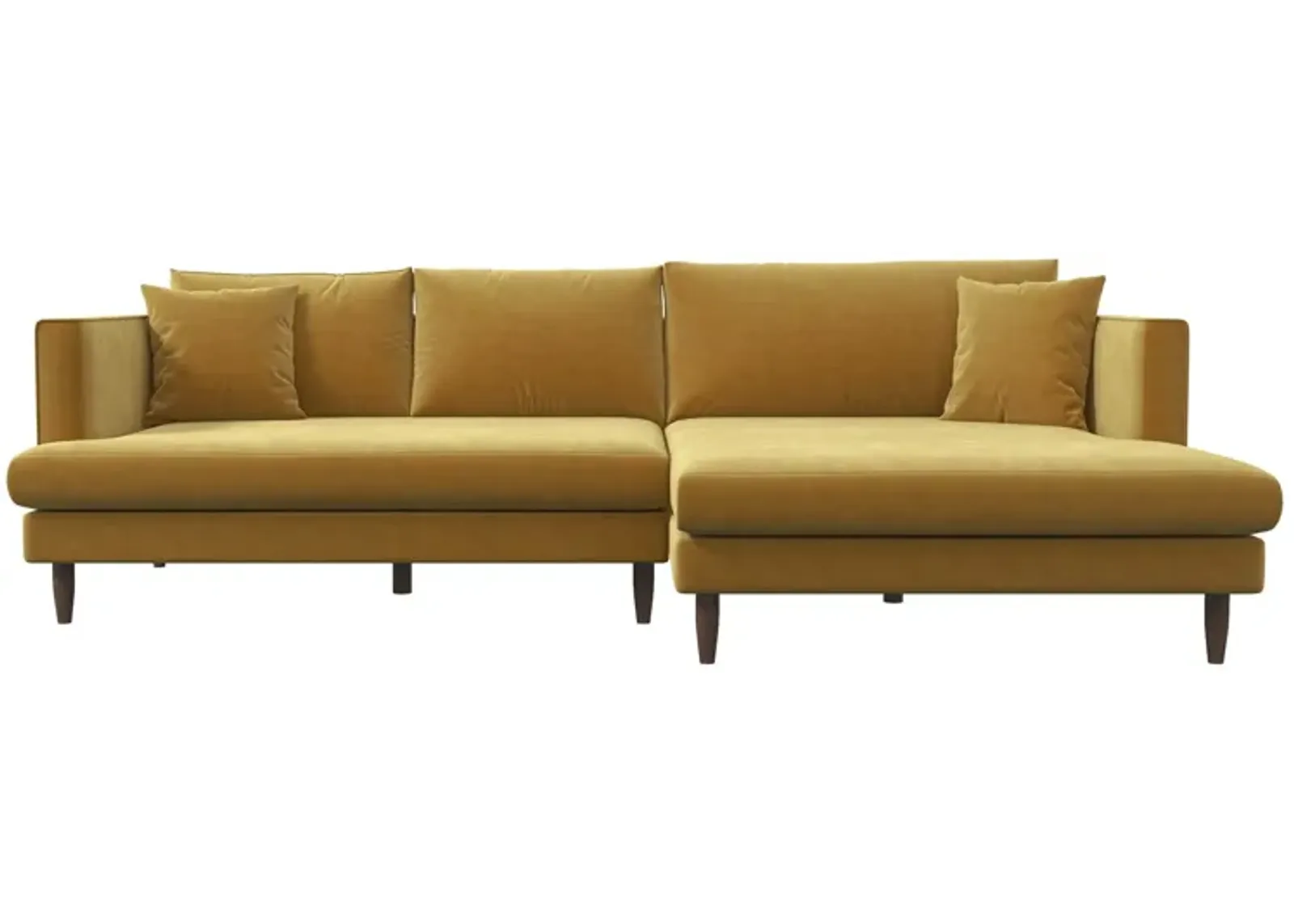 Delano Gold Velvet Sectional Sofa Right Facing Chaise