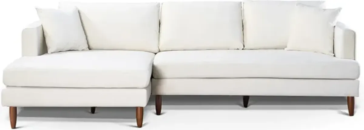 Delano Cream Velvet Sectional Sofa Left Facing Chaise