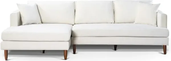 Delano Cream Velvet Sectional Sofa Left Facing Chaise