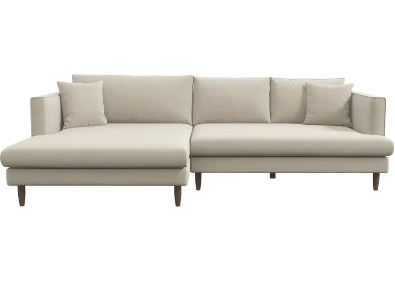 Delano Beige Velvet Sectional Sofa Left Facing Chaise