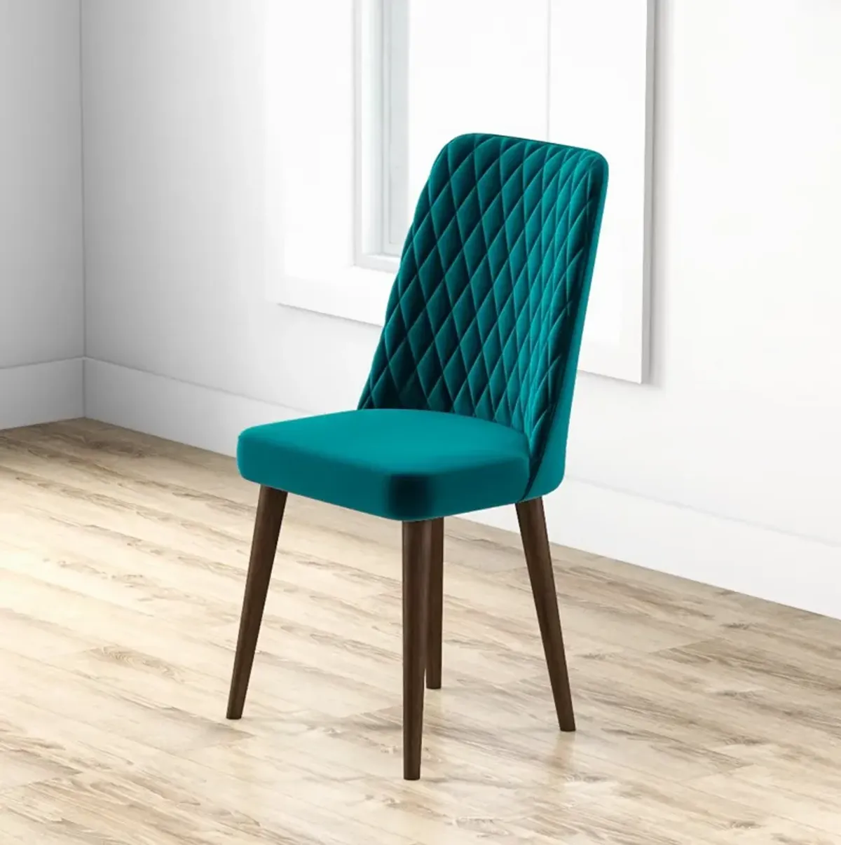 Evette Mid Century Modern Teal Dining Chair Set of 2